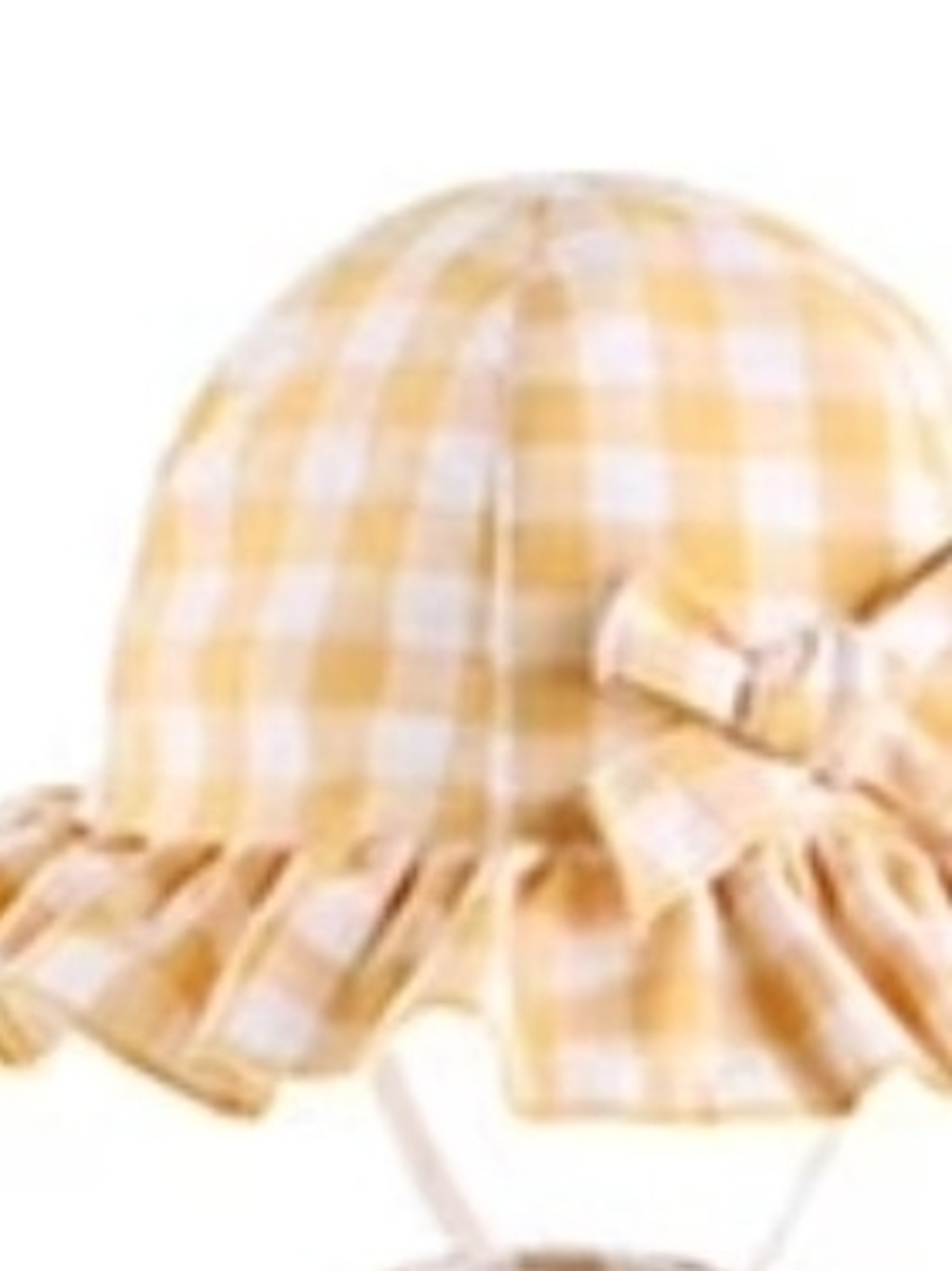 Yellow Gingham Baby Sun Hat with Bow 6-12 Months